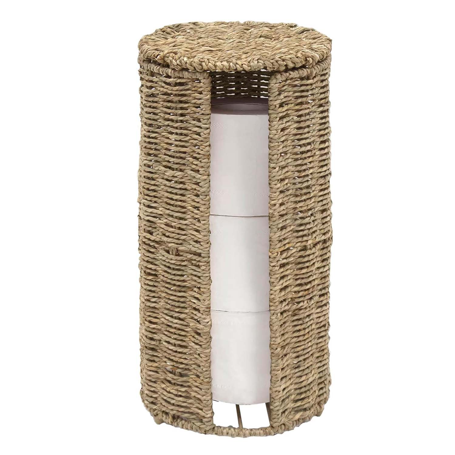 Kosz na papier toaletowy na nóżkach, wykonany z naturalnej wodnej lilii, pojemnik na 3 rolki, elegancki design do łazienki, praktyczny i dekoracyjny