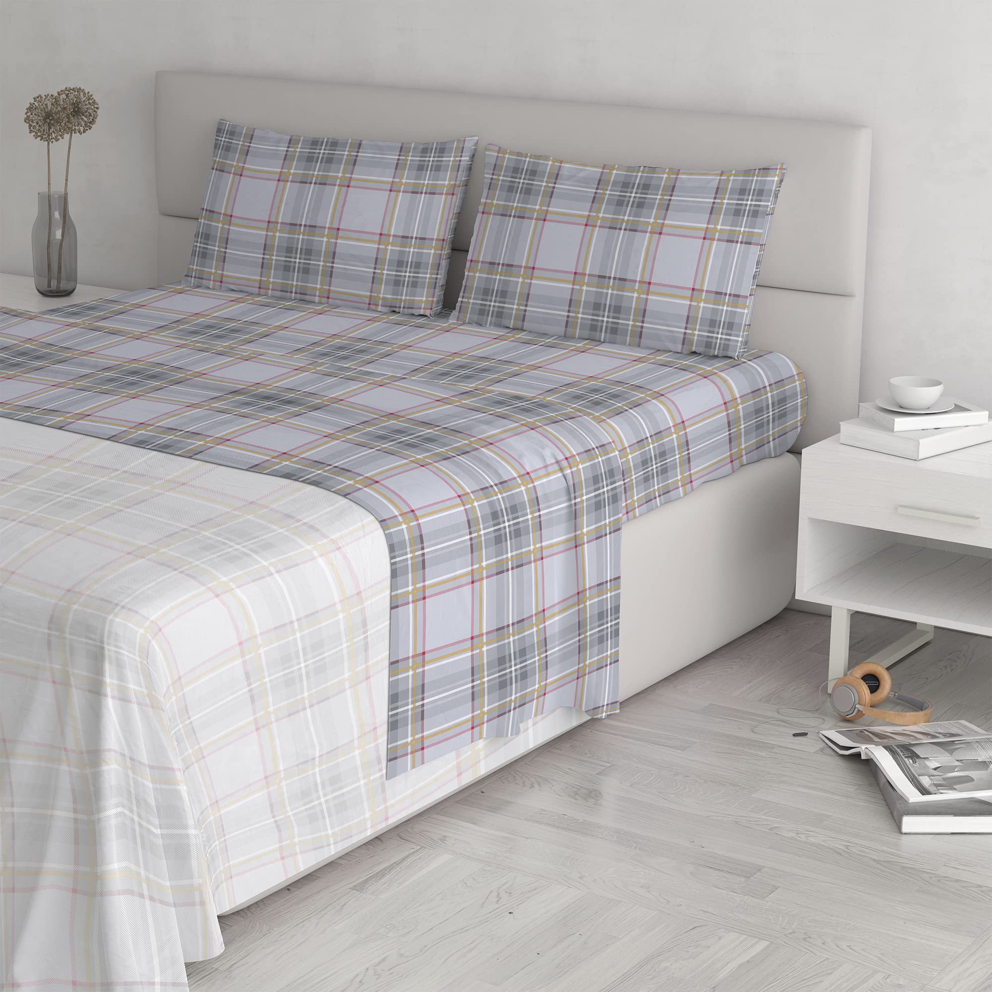 Parure De Lit Simple Italian Bed Linen ATHENA - 100% Coton - RUDOLPH ROUGE - Fabriqué En Italie