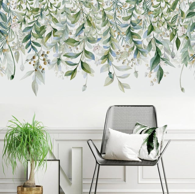 Autocollant Mural Plante Verte Sticker Mural Maison Decoration (printemps)