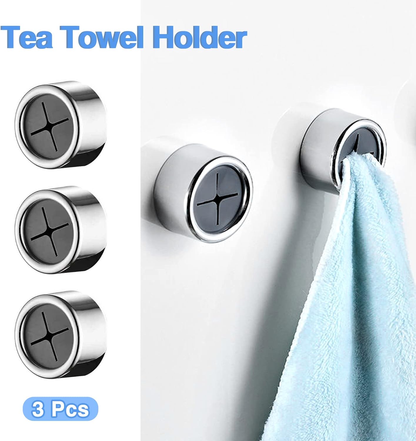 Bangshou Lot De 6 Silicone Attache Torchon Adhésif - Porte Torchons Ventouse Cuisine Et Salle De Bain (3 Blanc-Gris + 3 Noirs)