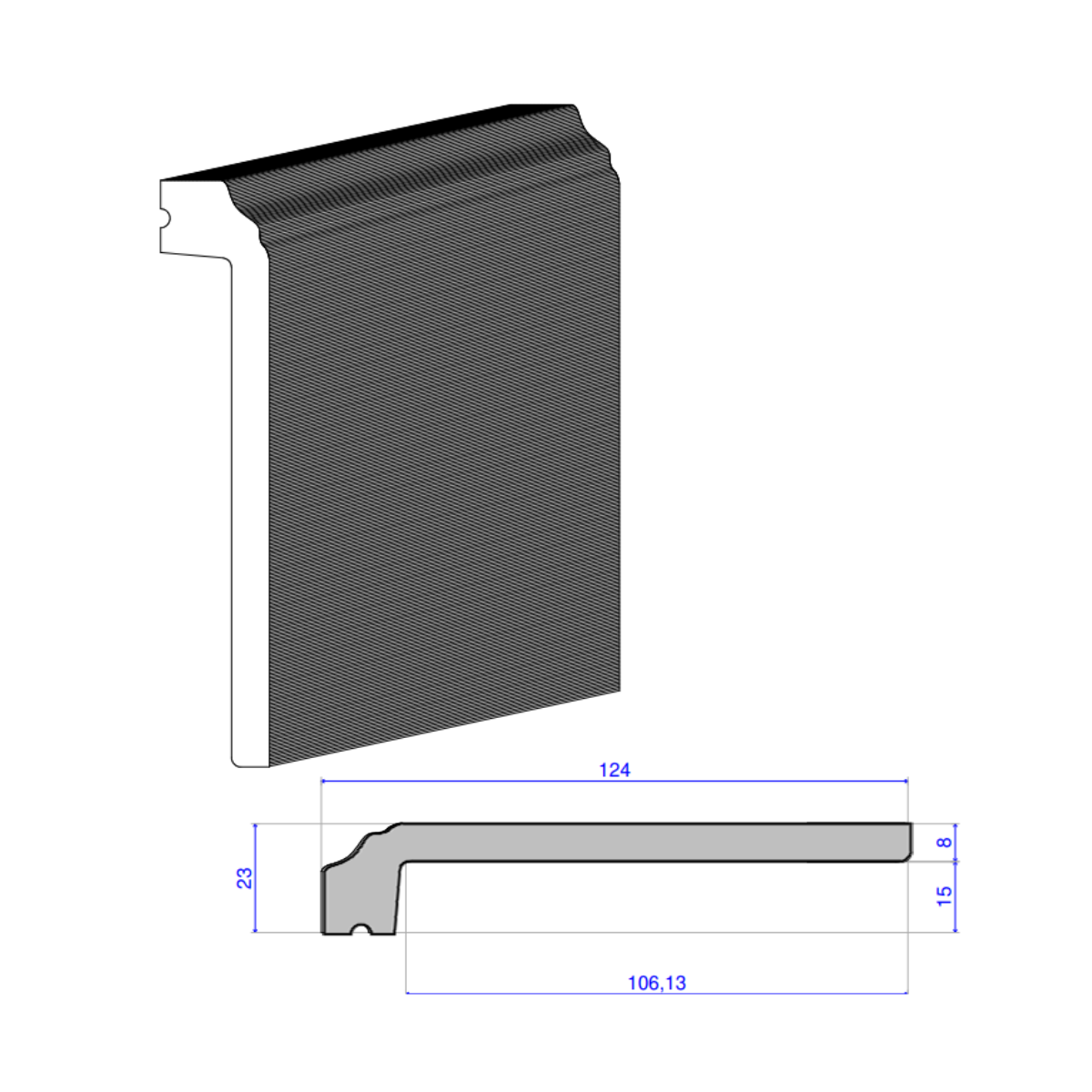 Lot de 8 Surplinthes Style Polymère, L.240 cm x H.12,4 cm, Ep.23 mm - 5