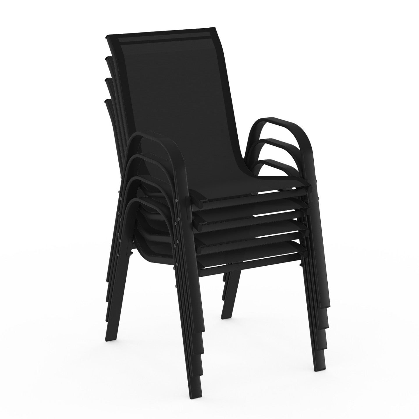 Lot de 4 chaises de jardin LYMA métal et textilène empilables noires - 4