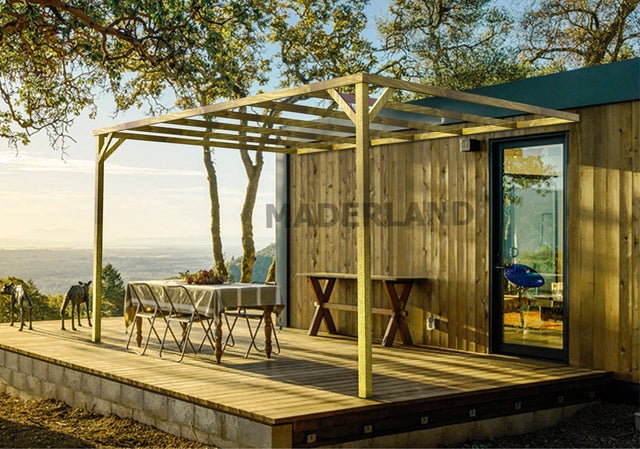 Pérgola madera adosada TOLEDO • 420x300 cm • tratada • madera maciza