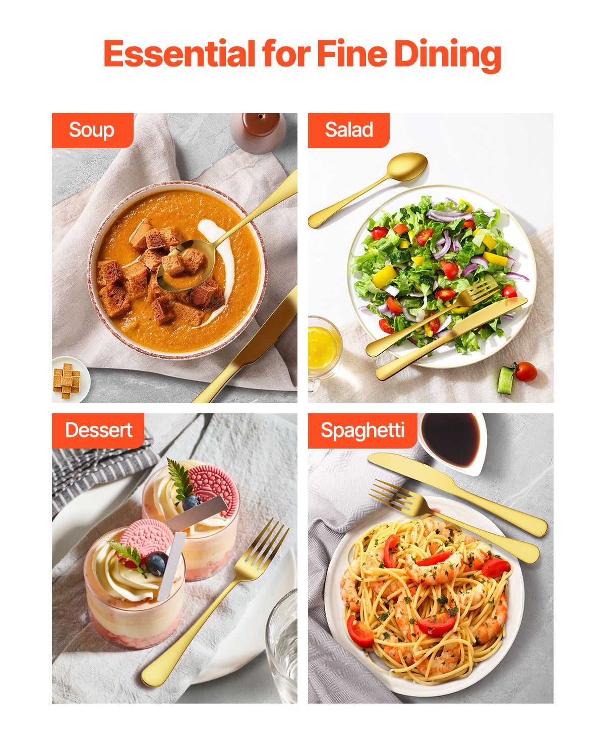 Set Posate 60 Pezzi,VEVOR Posate Acciaio Inox Alimentare,Finitura Lucida,Lavabile in Lavastoviglie,Coltello,Forchetta,per Cucina e Casa - 6