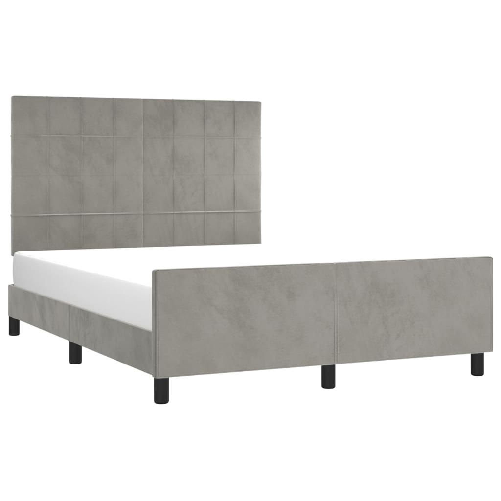Cadre de lit sans matelas en velours gris clair pour la chambre, 140 × 200 cm - 3