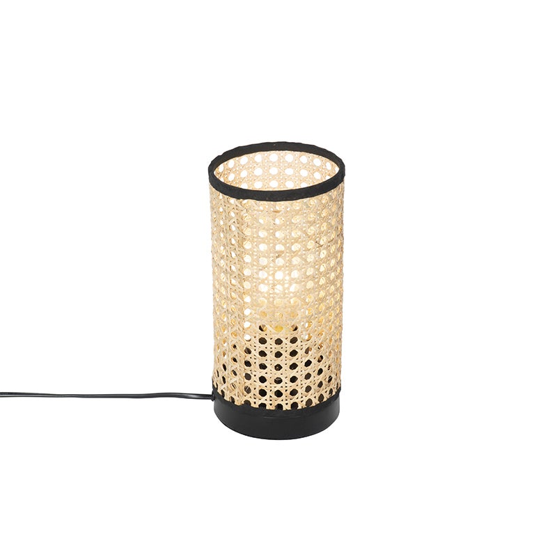 Rustykalna lampa stołowa z rattanu - Kata