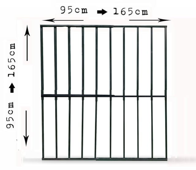 Grata di sicurezza per finestra regolabile (larghezza e altezza) da 95x95 cm a 165x165 cm Nera