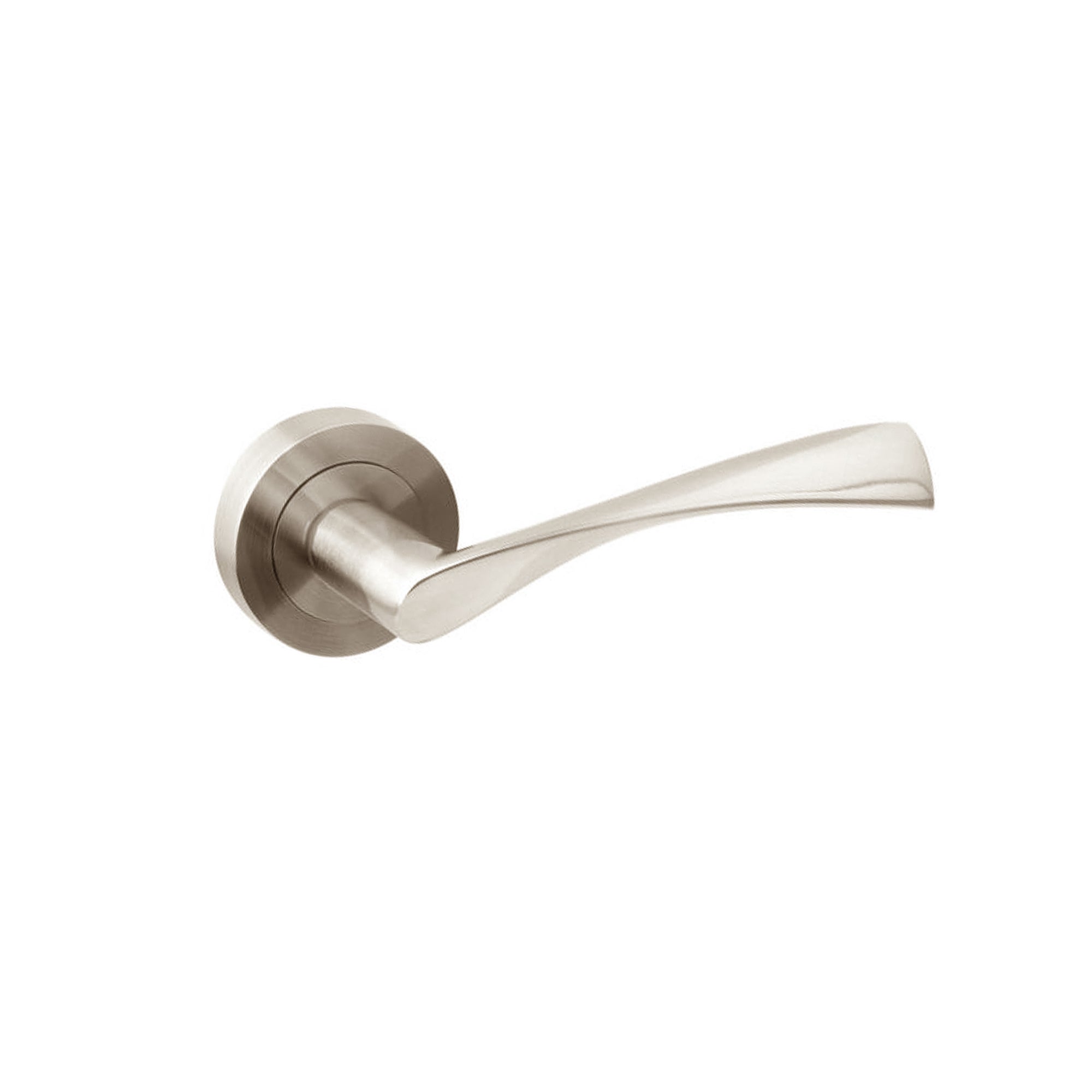 Emuca Zestaw klamek wewnętrznych Twist, z rozetą D.50mm, Aluminium, Nikiel satynowy