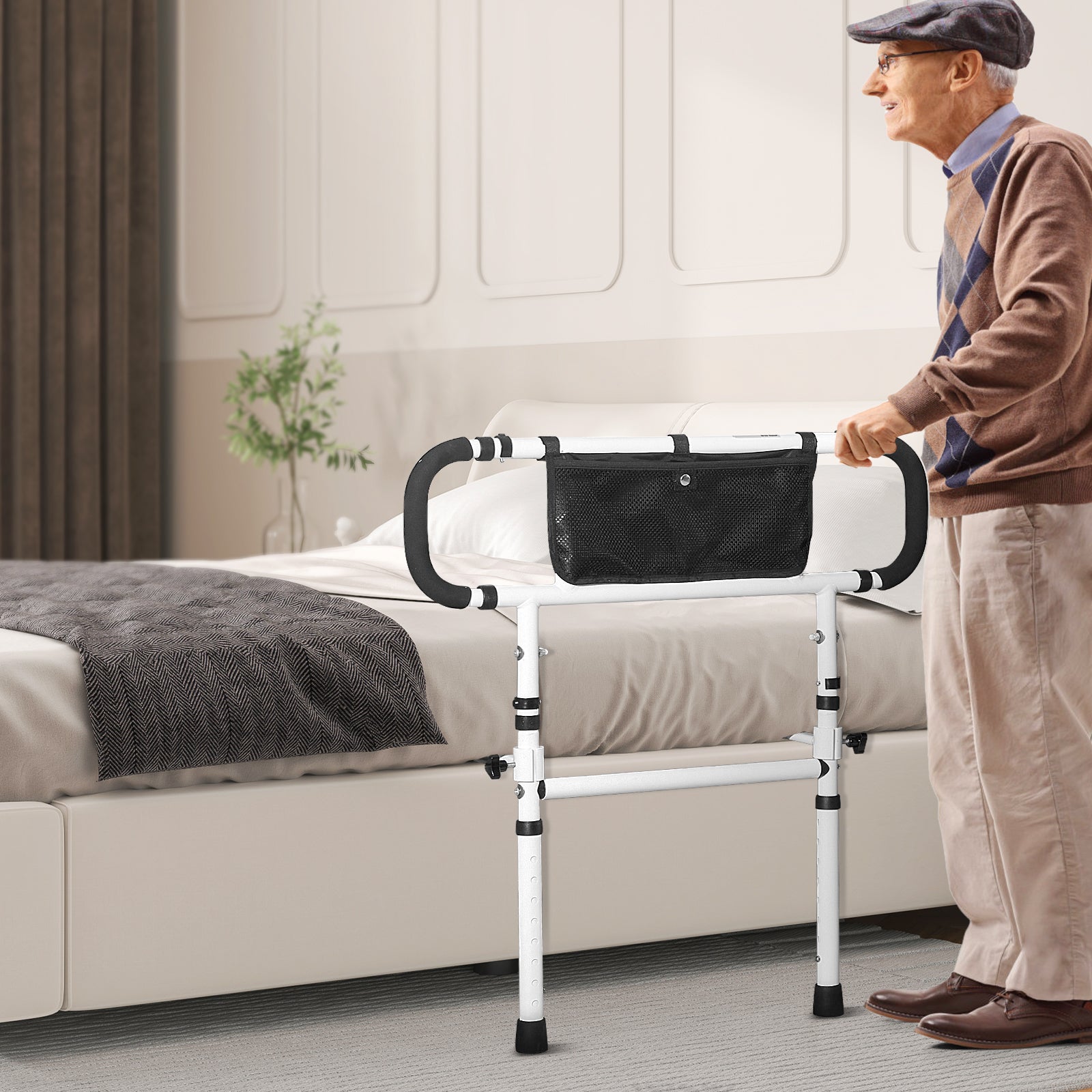 Barrière de Lit VEVOR pour Adultes Personnes Âgées Pliable 180° Rail de Lit d'Assistance Protection Latérale Charge 204kg Poignée Réglable à 4 Niveaux - 8