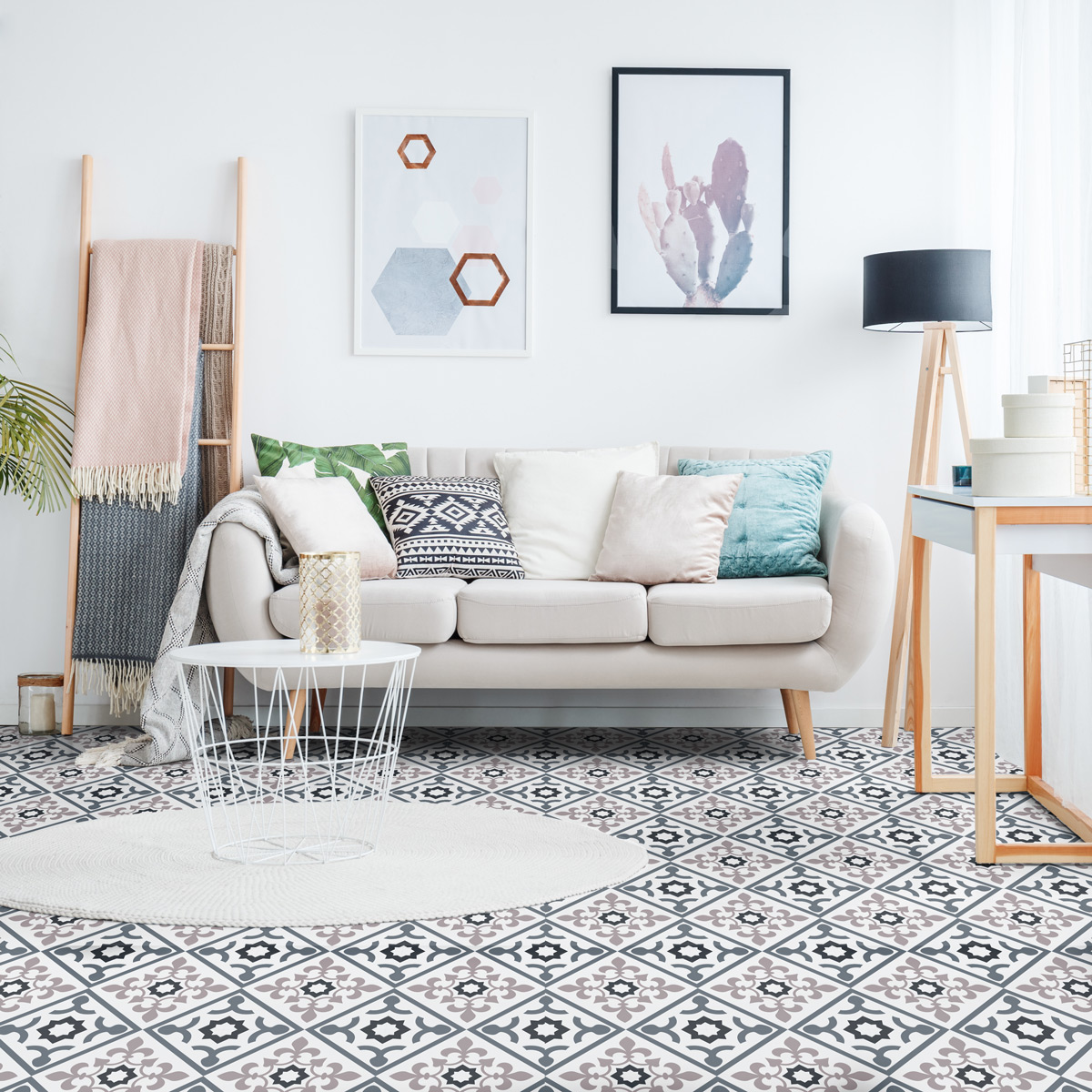 Vinilo baldosas suelo massimo antideslizante - 60x100 cm - adhesivo de pared - revestimiento sticker mural decorativo