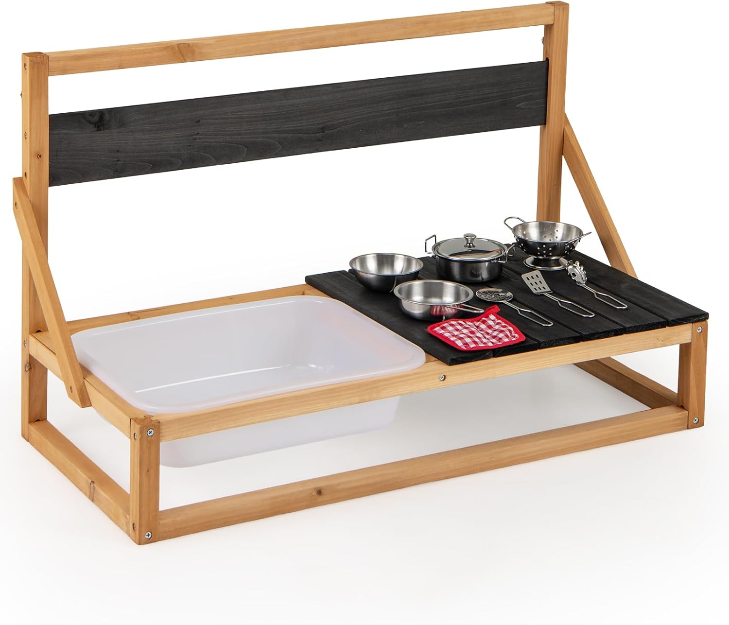 COSTWAY Cuisine d’Angle Enfants 3 Ans , 5 Accessoires, Effet Son avec