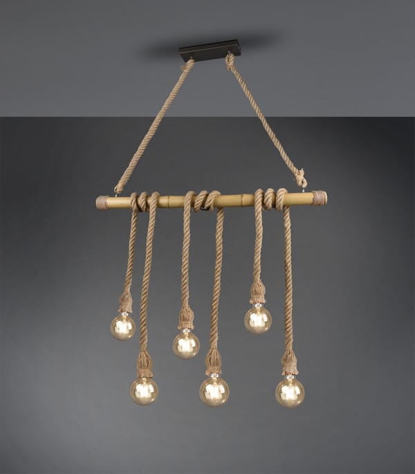 Lampa wisząca Wilma brązowo-biała 6xE27x10W wym: 150 x 100 x 10 cm metal RL