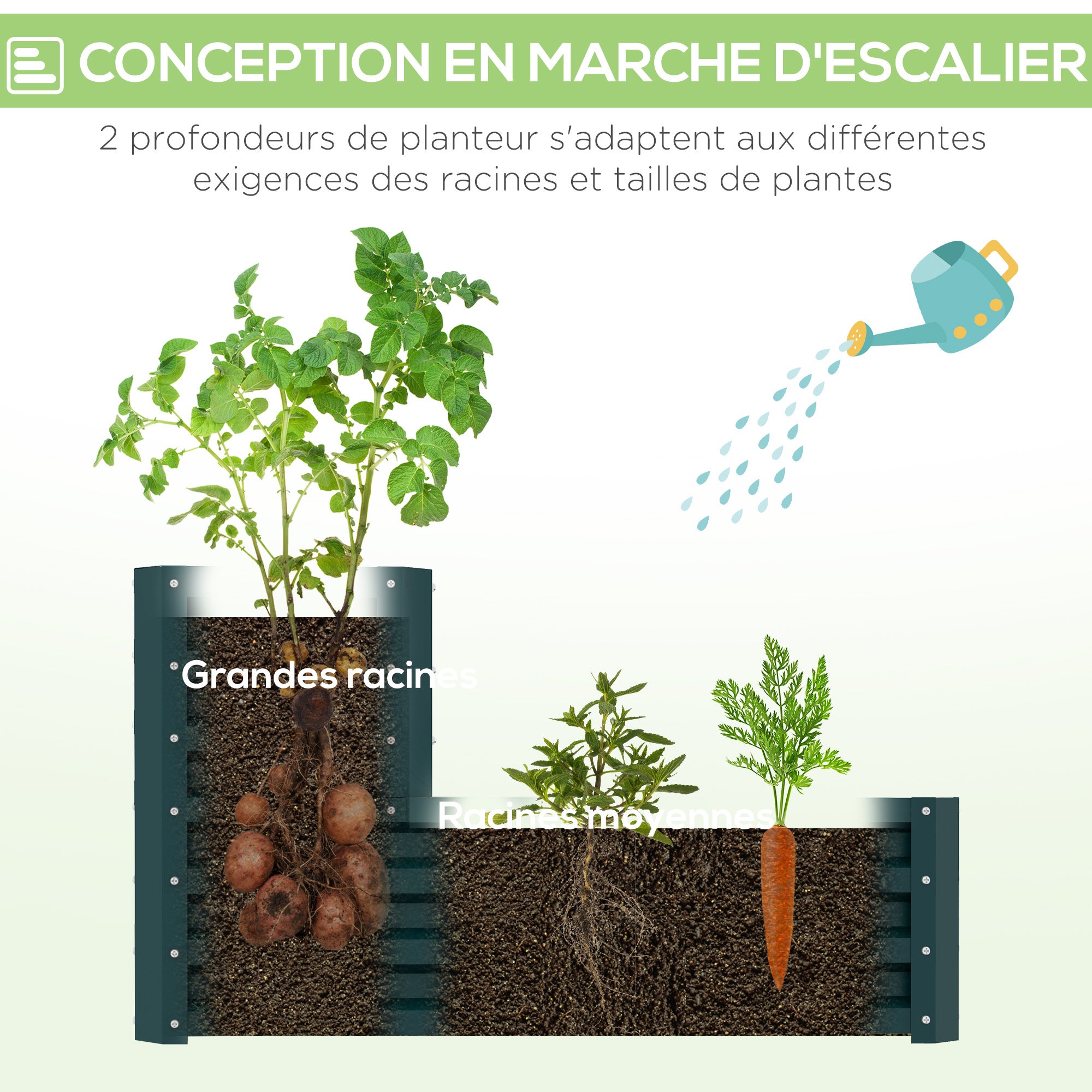 Carré potager de jardin Acier galvanisé Outsunny - 4