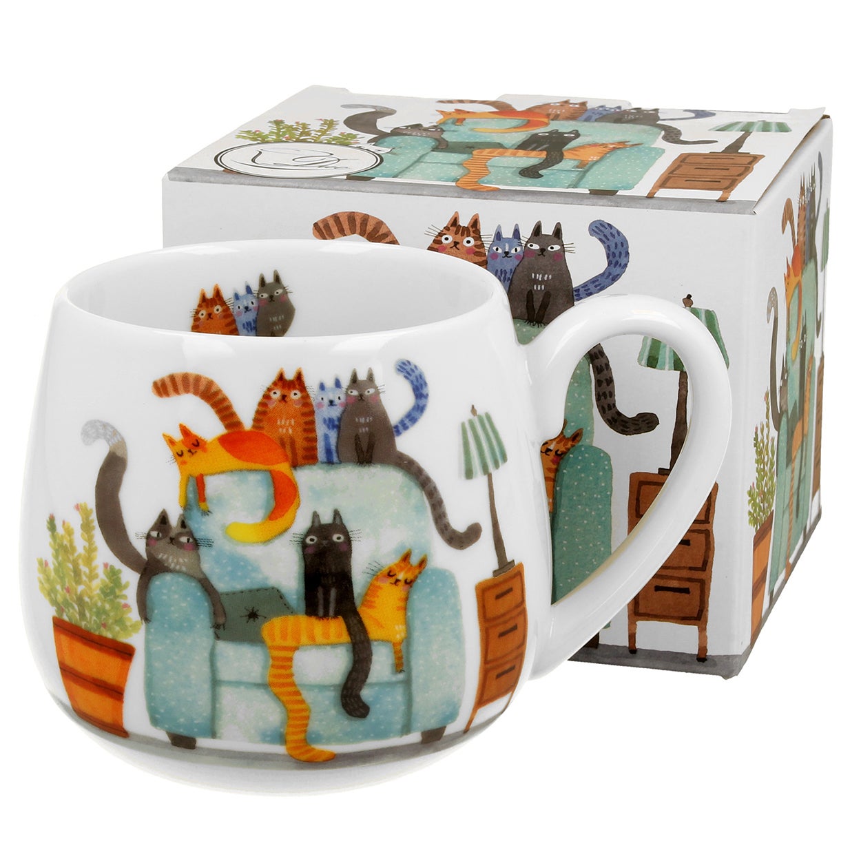 Kubek DUO porcelanowy kremowy kotki 430 ml 1 szt.