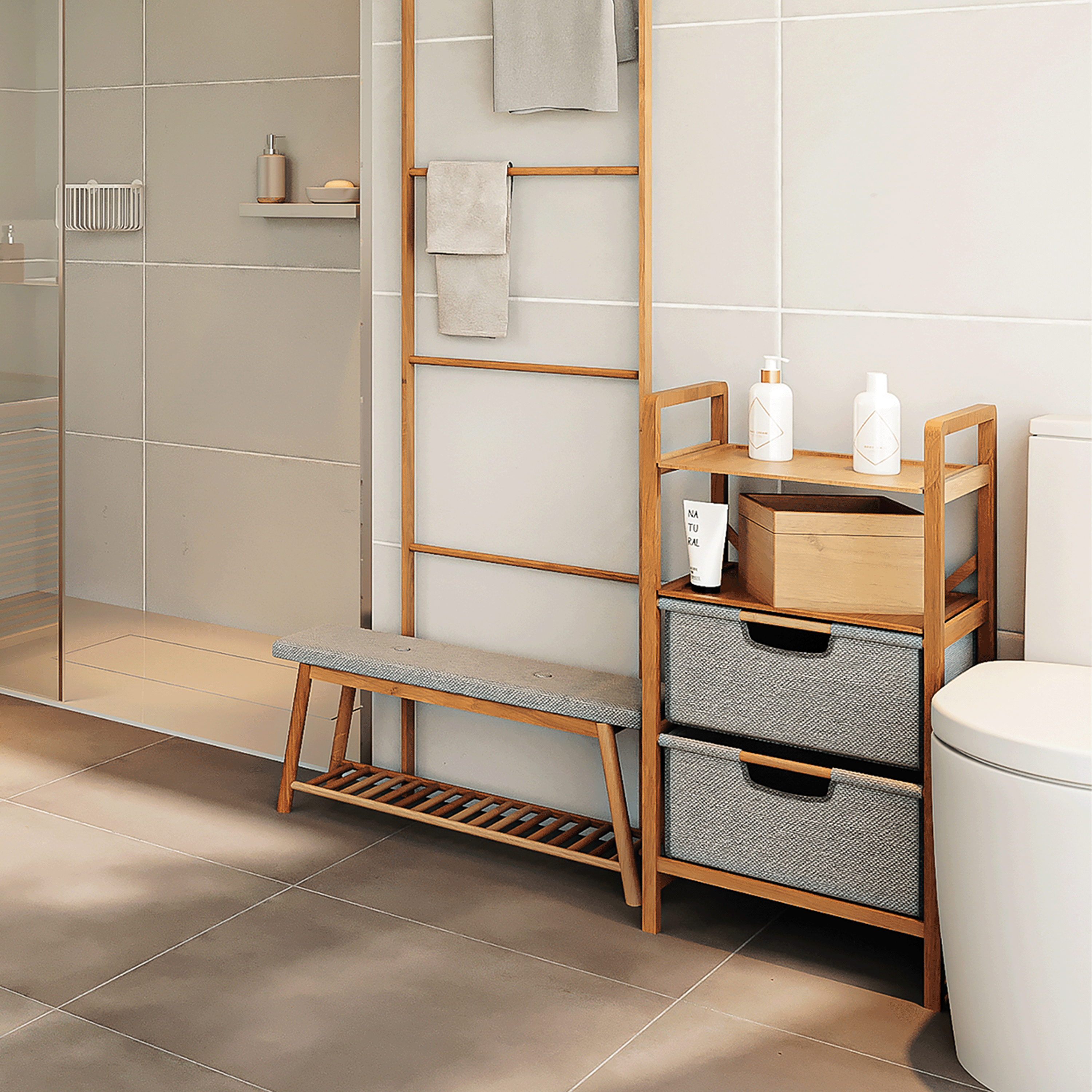 Boîte de salle de bain Nature Bamboo marron 16.8x12.2 cm - 5