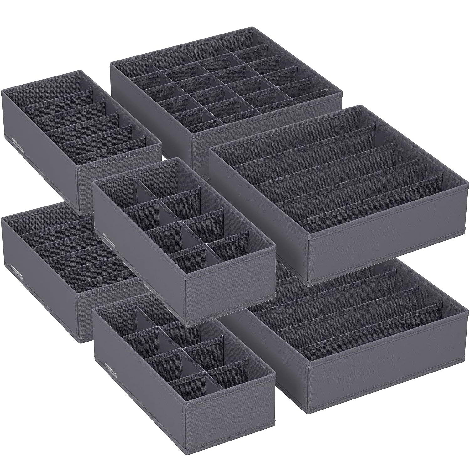 Set 8 organizatoare dulap sertar depozitare lenjerie pliabile, 64x48x10 cm, textile, gri 8buc