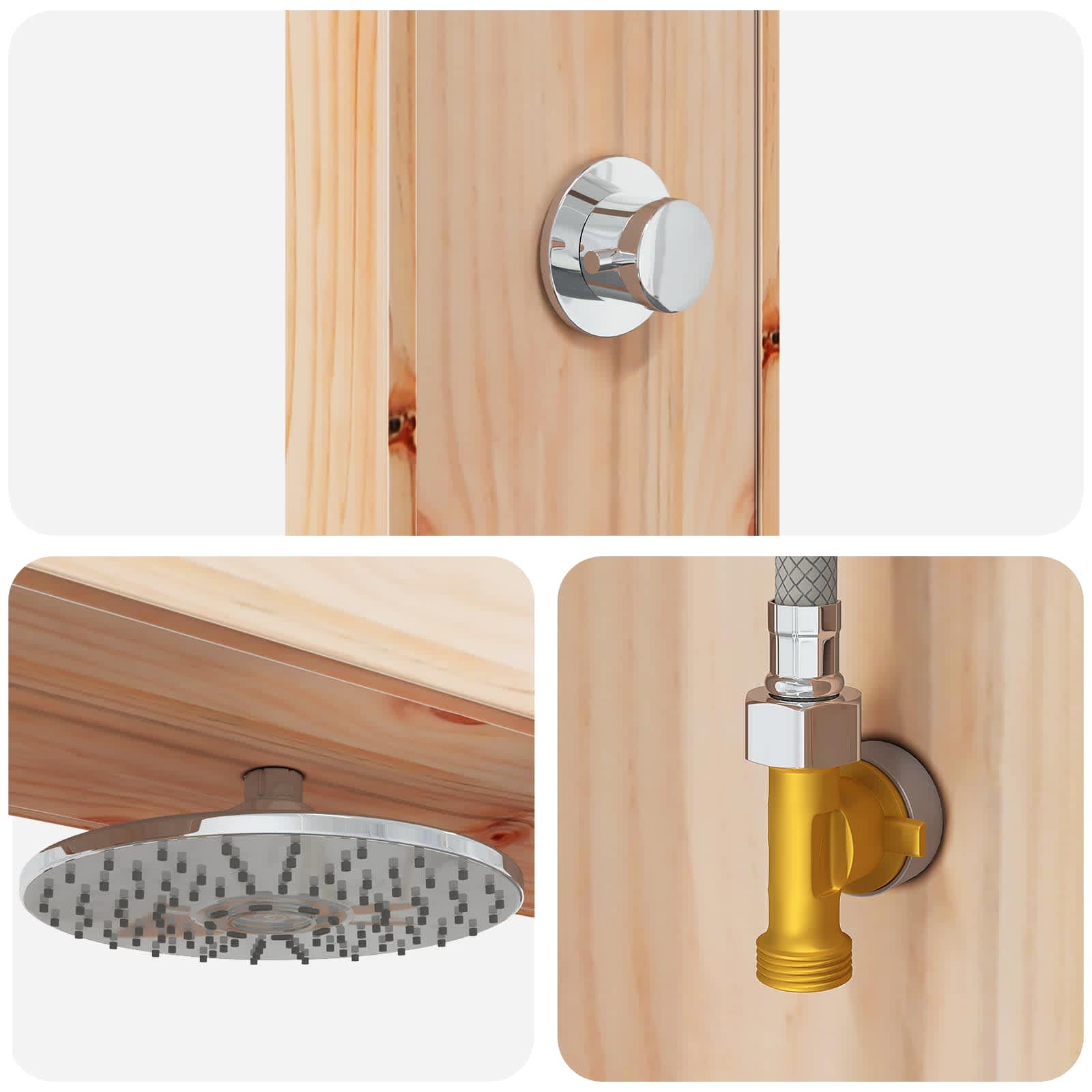 vidaXL Douche d'extérieur 226 cm Naturel - 7
