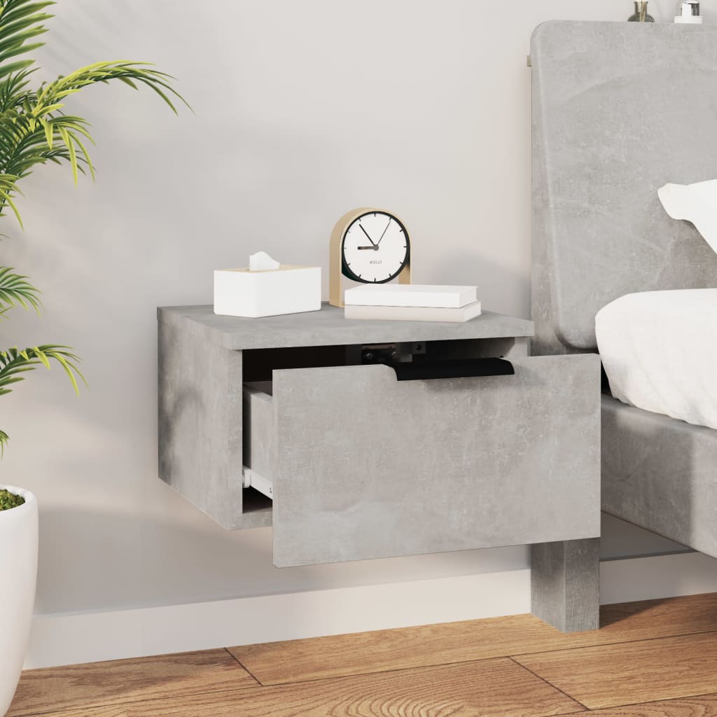 Mesita de noche de pared，Mesilla de noche flotante color gris hormigón 34x30x20 cm CFW53555 - 7