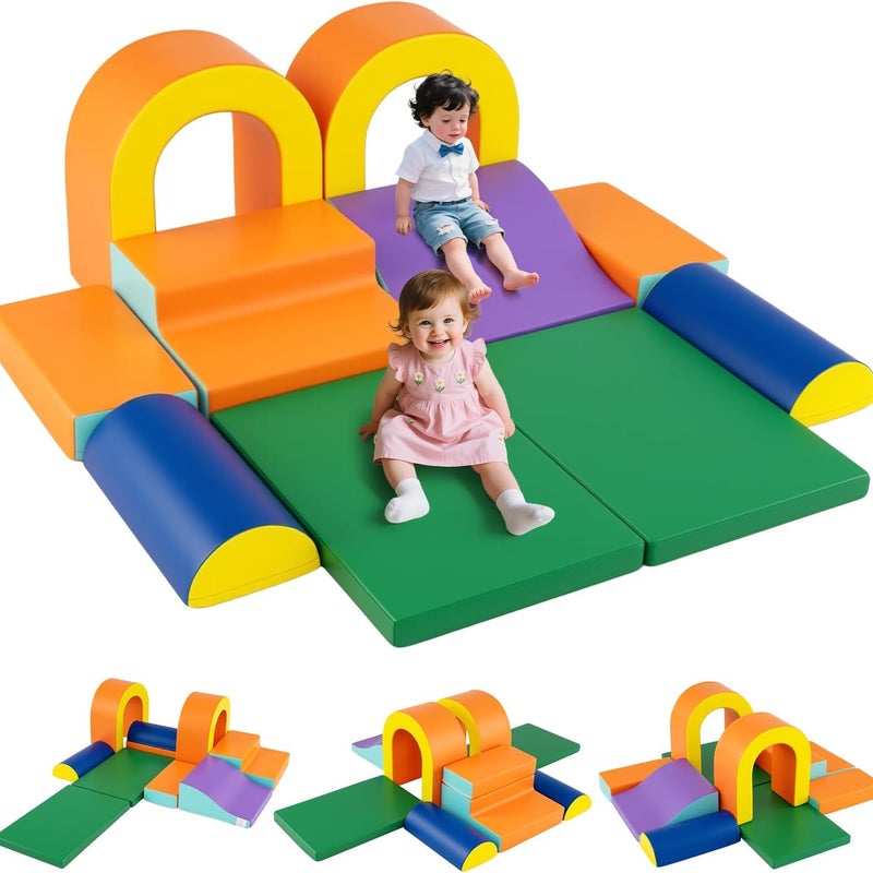 10 Szt. Tor Przeszkód dla Niemowląt Montessori, Tor Wspinaczkowy z EPE ze Wzmocnionymi Szwami (Pomarańczowy)