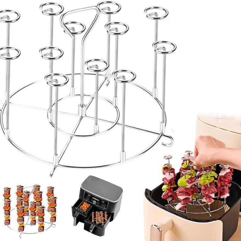 Grill z 12 szpikulcami, akcesoria do grilla ze stali nierdzewnej do okrągłych frytkownic powietrznych, pionowy stojak do frytkownicy powietrznej