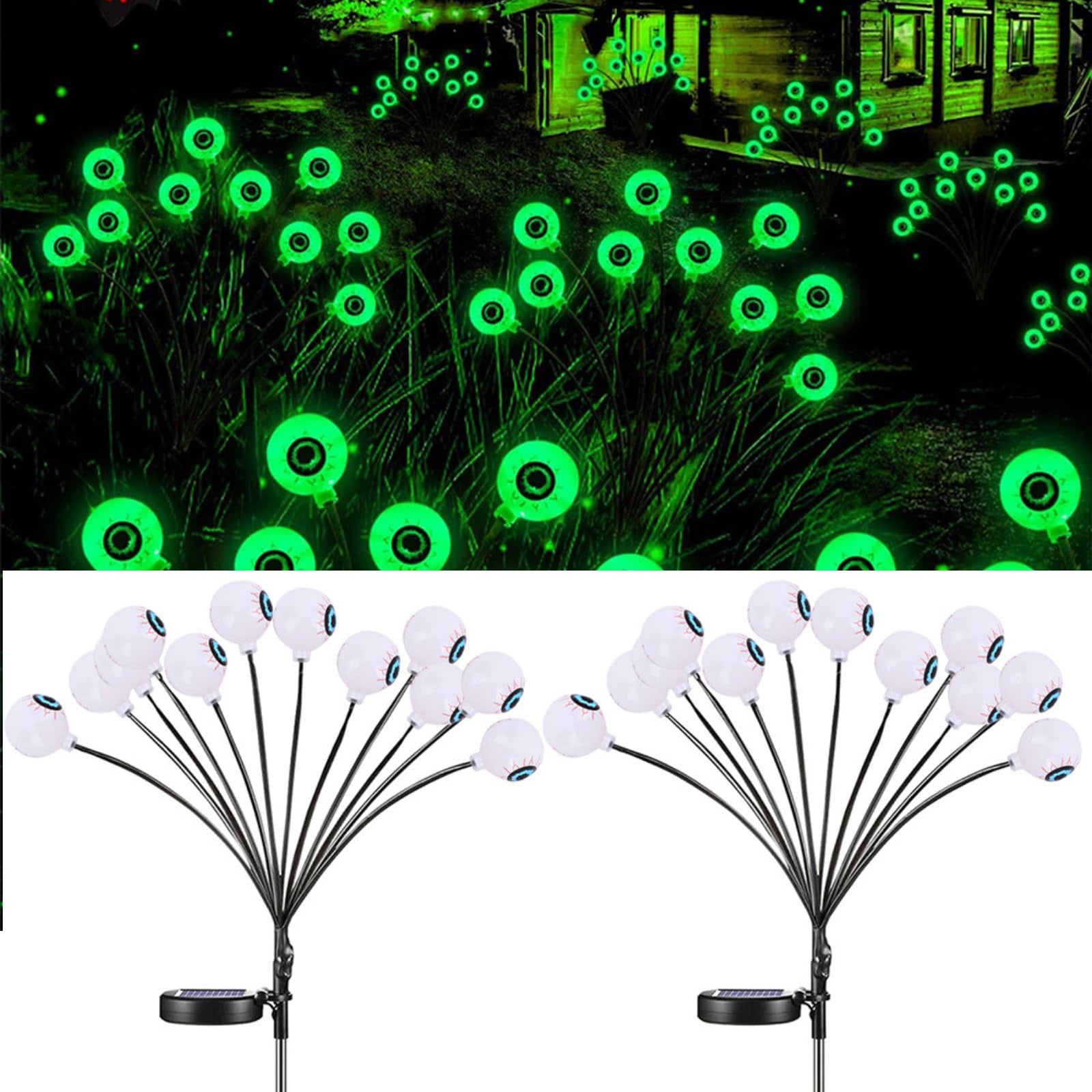 Decorazione di Halloween, luci solari spaventose, confezione da 2-24 LED, luci lucciole oscillanti, decorazione da giardino esterno | Leroy Merlin