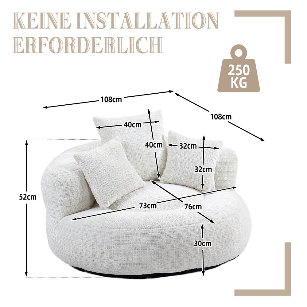 Canapé paresseux Chenille avec dossier haut et trois coussins - Fauteuil durable pour adultes et enfants, intérieur/extérieur - 6