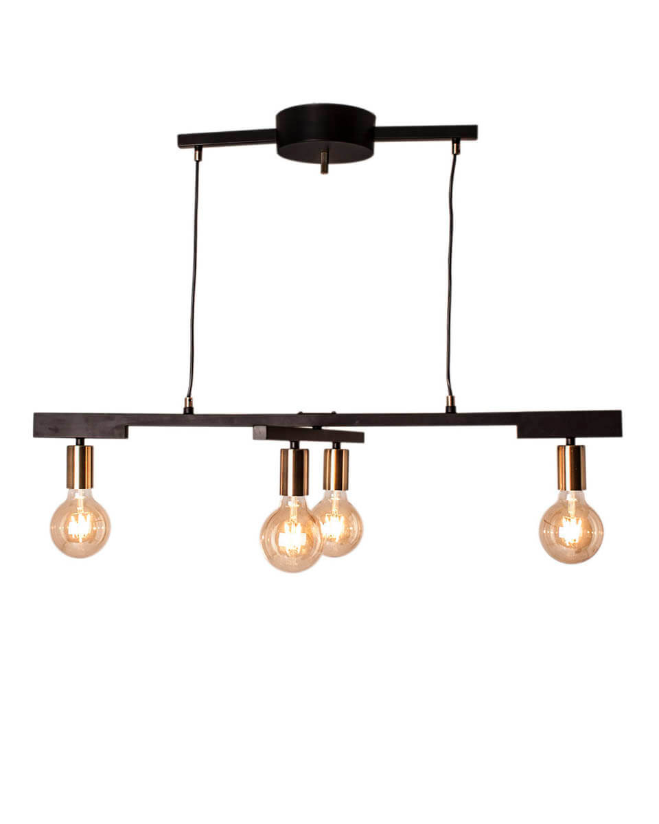Lampa wisząca Zeona czarna 4xE27x40W industrialny wym: 90 x 59 x 59 cm metal By Rydens