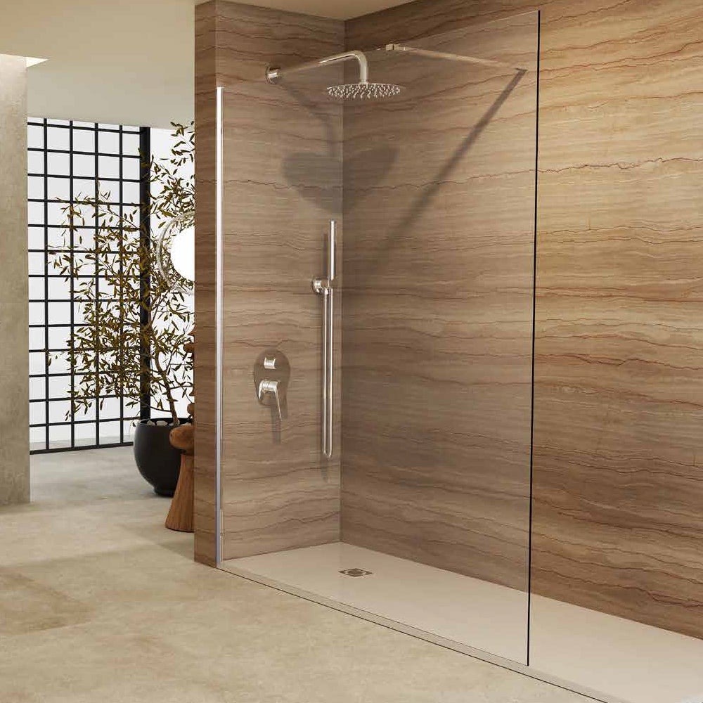 Painel de Chuveiro Fixo Walk In | Vidro Temperado 8mm Anticalcário Transparente | Altura 200cm | Cromo 140cm - 5
