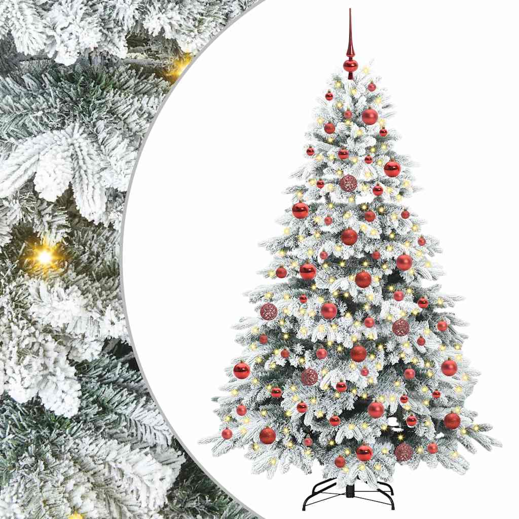 Sztuczna choinka z 300 diodami LED Zielony 180 cm PE i PVC