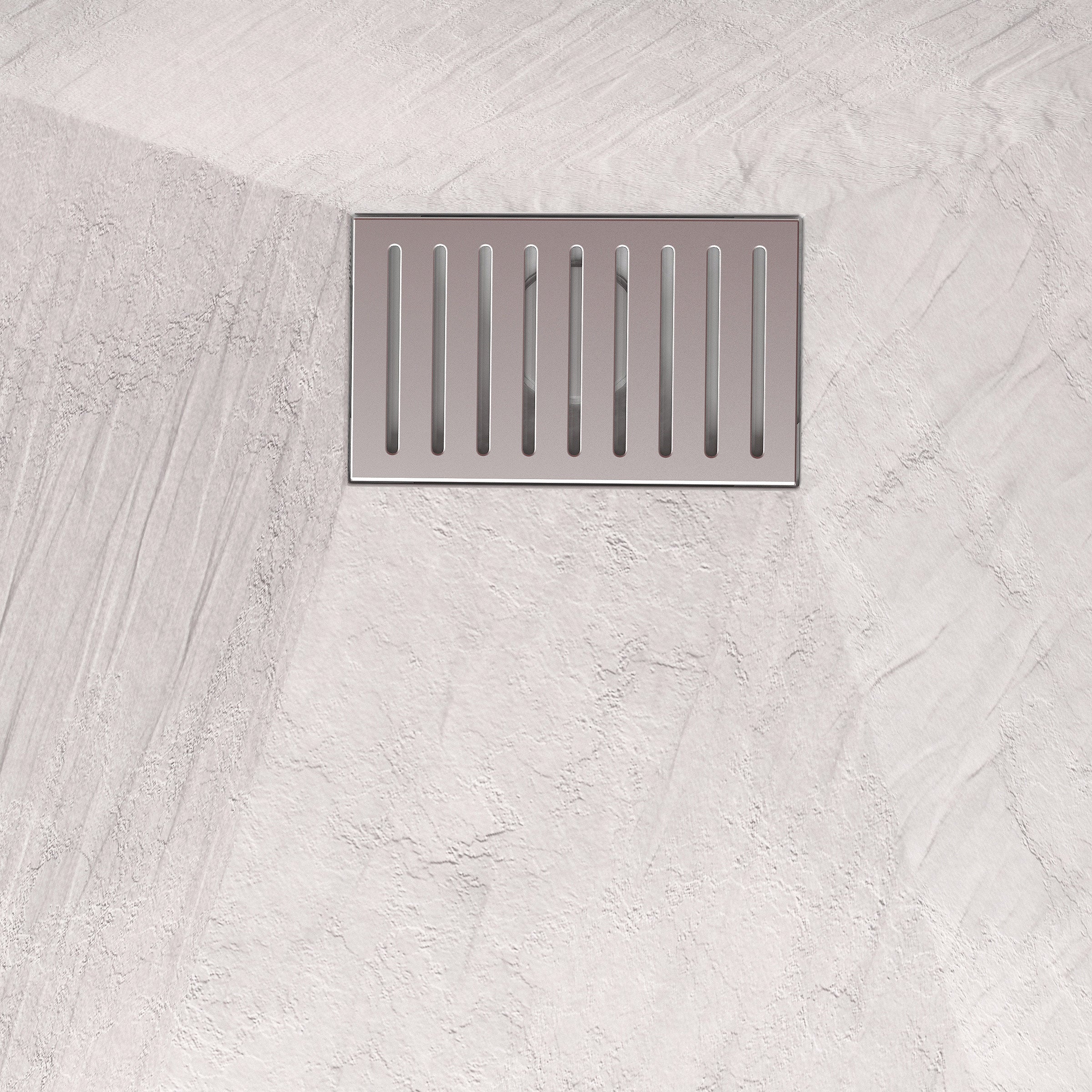 Receveur de douche Blanc Effet Pierre 90x140 cm et Grille décor Linéaire en Inox - 5