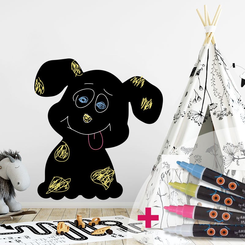 Adesivo lavagna cucciolo + 4 gessi liquidi - Sticker adesivo - adesivi murali - 115x105cm - 3