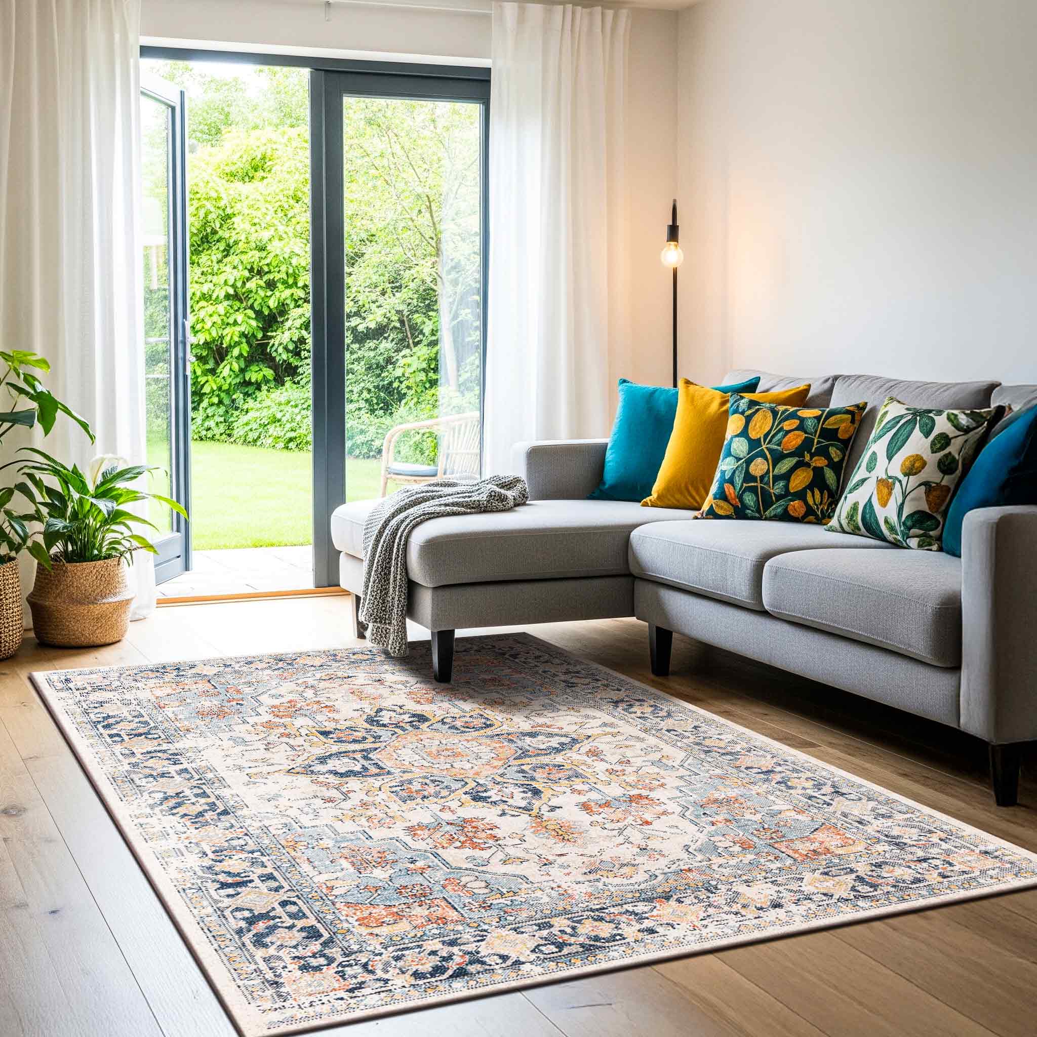 LIVABLISS Tapete Exterior/Interior Vintage Oriental Azul/Bege 200x275 cm Selma - 2