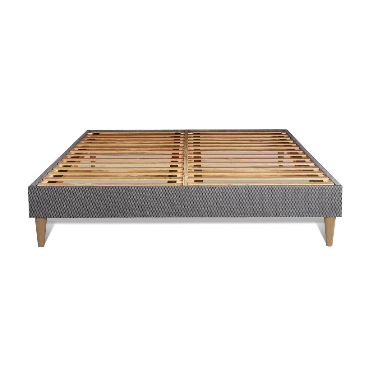 Pack Matelas Memo - Mémoire de forme - Ep : 20cm - Sommier kit Gris avec couette et 2 oreillers - 4