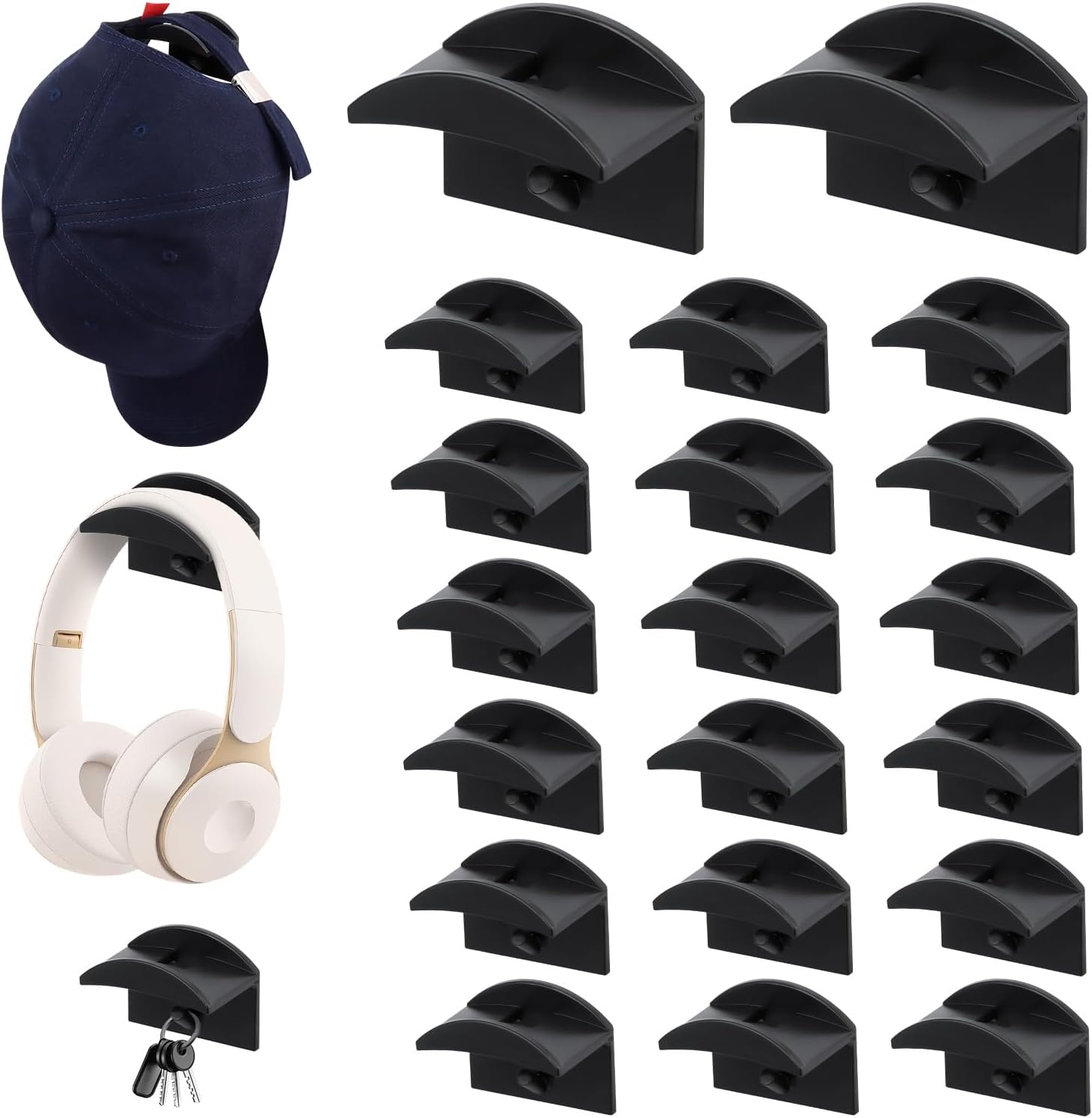 20 ganchos para colgar gorras de béisbol, montaje en pared, sin