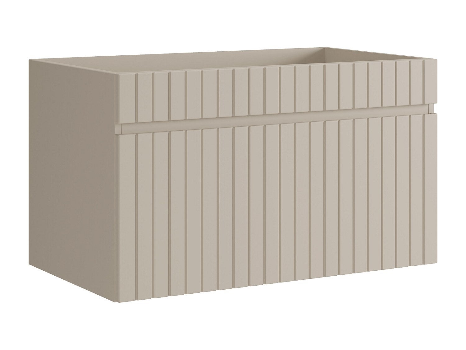 Meuble sous vasque suspendu strié beige - 80 cm - SATARA - 3