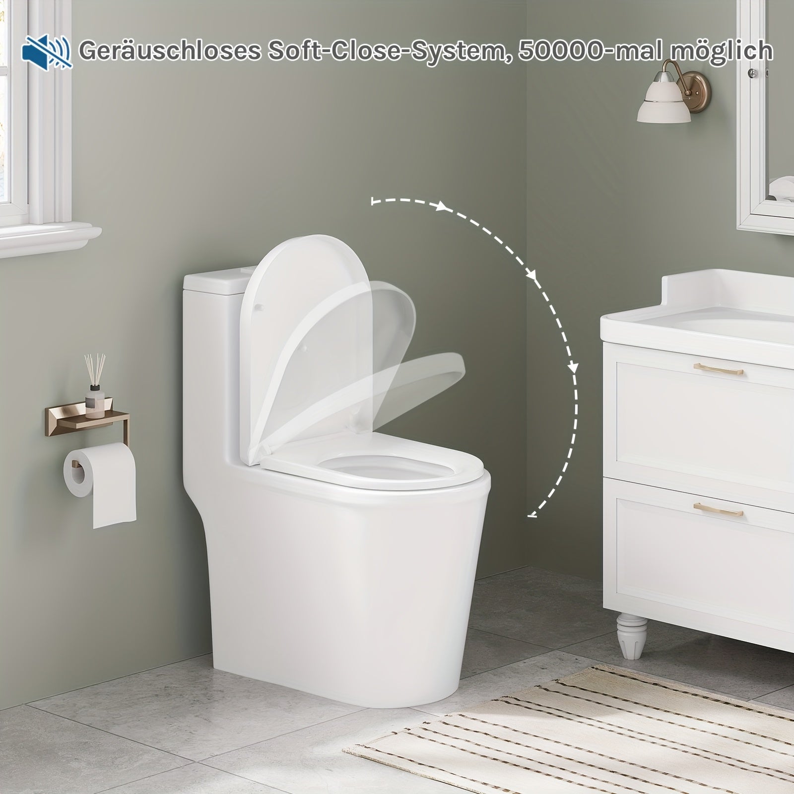 Sedile WC a U spesso, design con chiusura lenta e silenziosa, coperchio di ricambio per toilette - 4