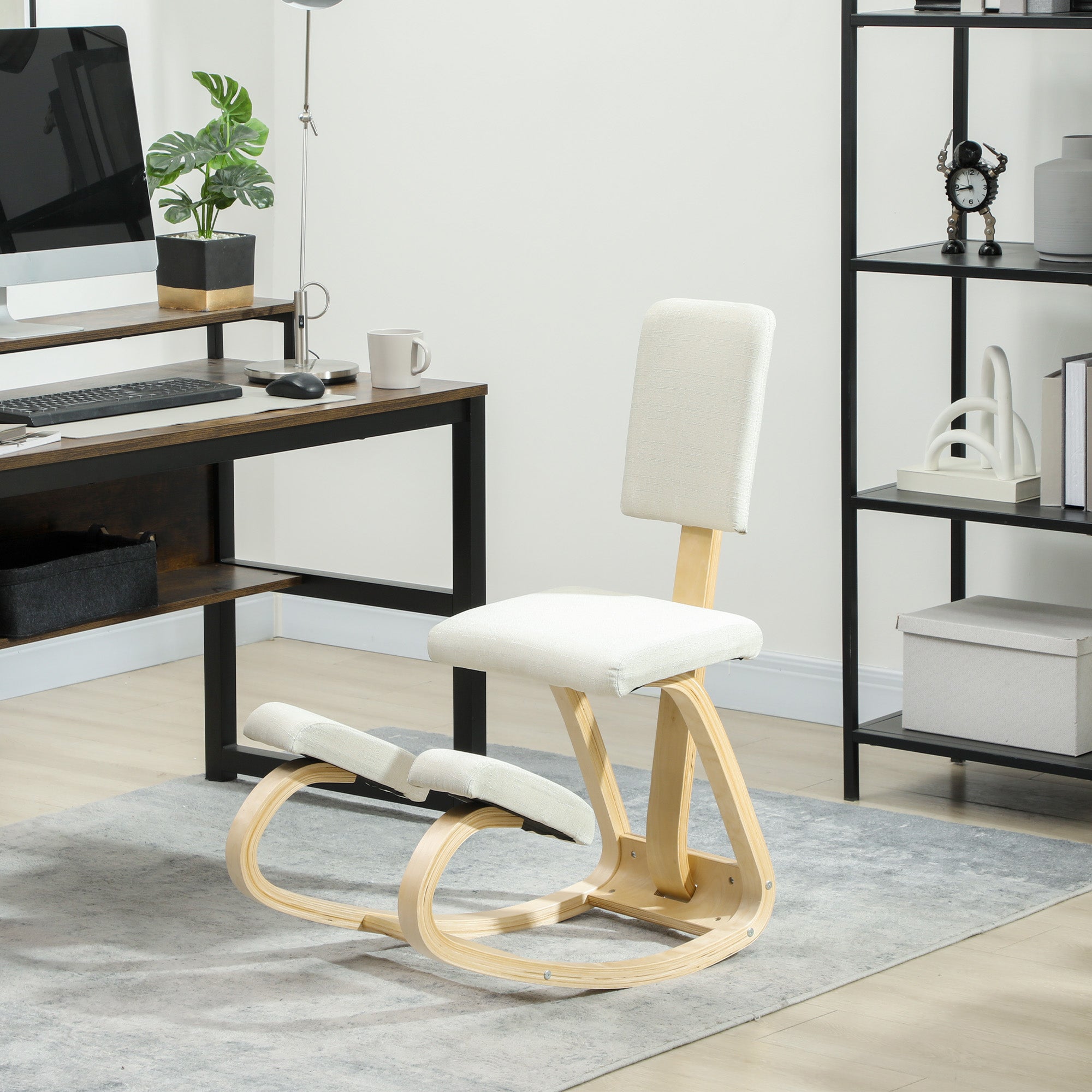 Asiento de rodillas, taburete mecedora ergonómico de madera con ...