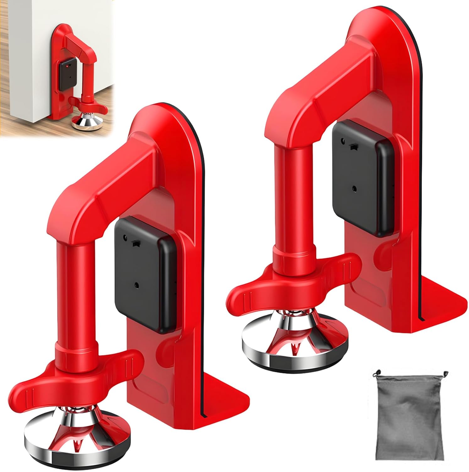 Zestaw 2 stoperów do drzwi alarmowych, przenośne stopery do drzwi, urządzenie zabezpieczające do domu i hotelu, regulowany stoper do drzwi z alarmem