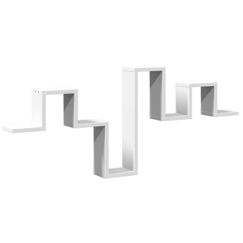 Étagère Murale 3 Compartiments - Étagère Flottante Blanche Brillant 104x58.5x20 Cm - Rangement Décoratif Bureau Salon