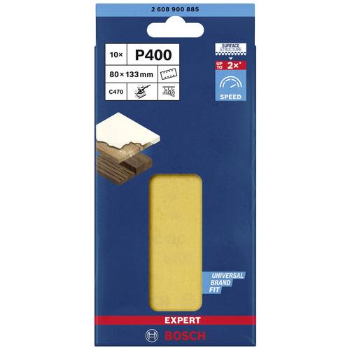Bosch Accessories EXPERT C470 2608900885 Papier abrasif pour ponceuse vibrante perforé Grain 400 (L x l) 133 mm x 80 mm - 2