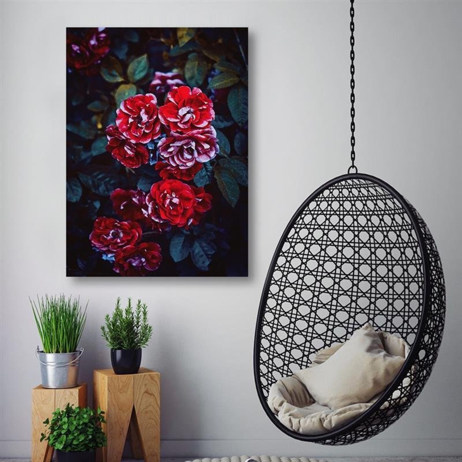 Tableau bois rose fleurs sur une branche - 50 x 70 cm - 4