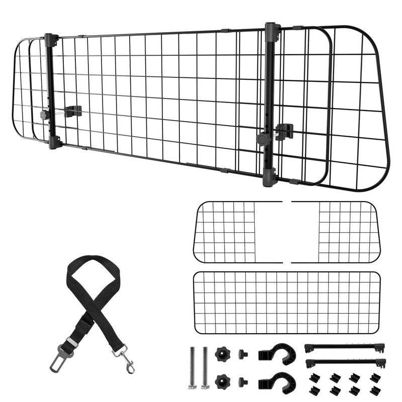 Mongtsamz Filet Voiture Pour Chien - Barrière Réglable 53 X 53 Cm - En PVC Résistant - Transparent - Pour SUV, Petite Voiture, Camionnette - Installation Facile Sans Perçage