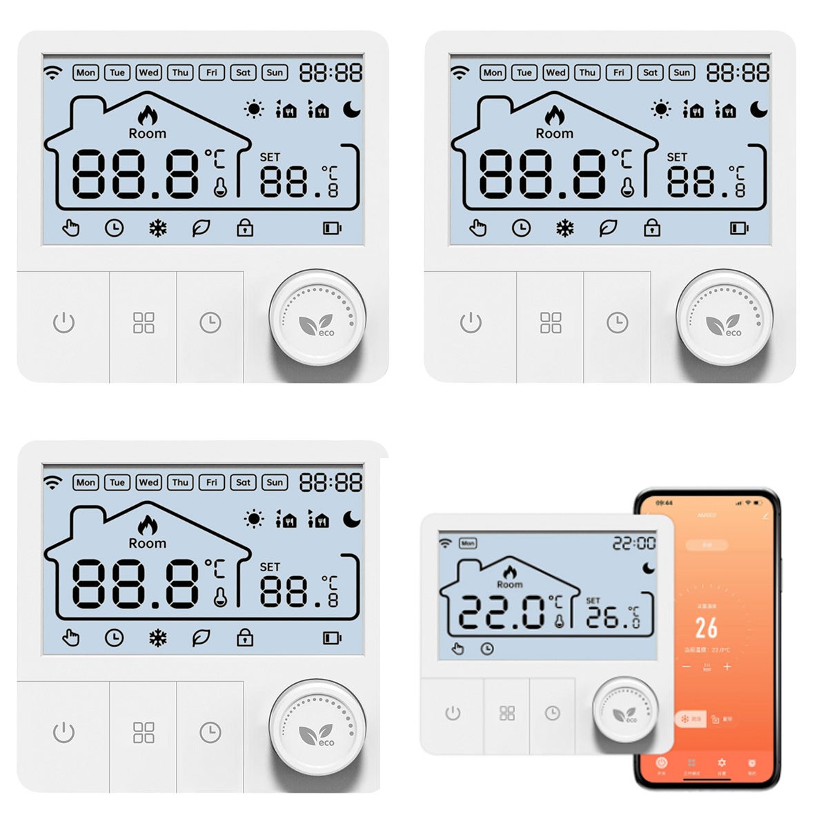 4 thermostat mural WiFi pour chaudière, thermostat alimenté par — free download