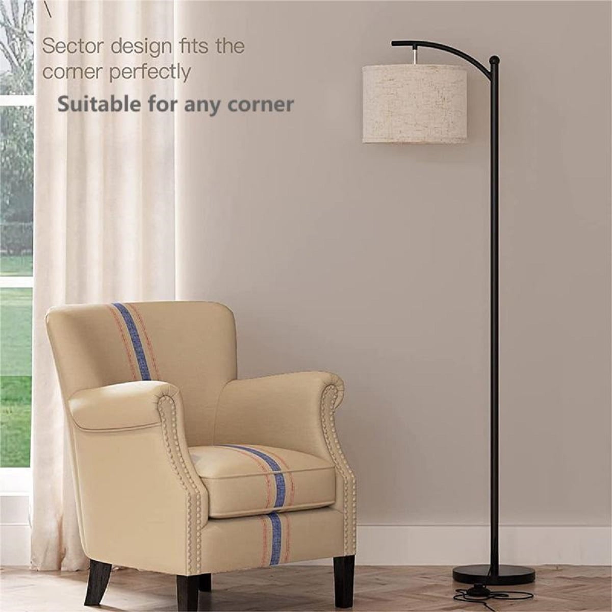 Lampadaire LED pour salon, lampadaire moderne avec abat-jour, lampes hautes avec interrupteur au pied, 3 températures de couleur (ampoule E27 incluse) - 8