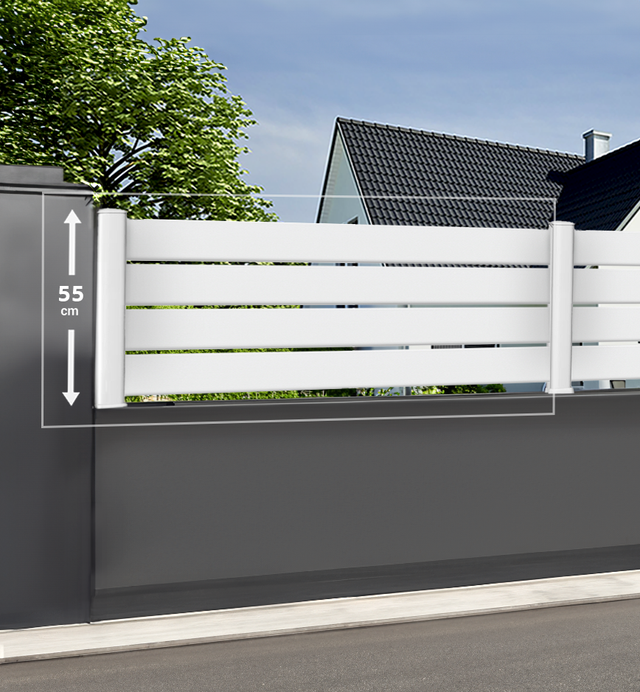 Module de clôture PVC blanc ajouré H 55 x L 150 cm ajourage horizontal