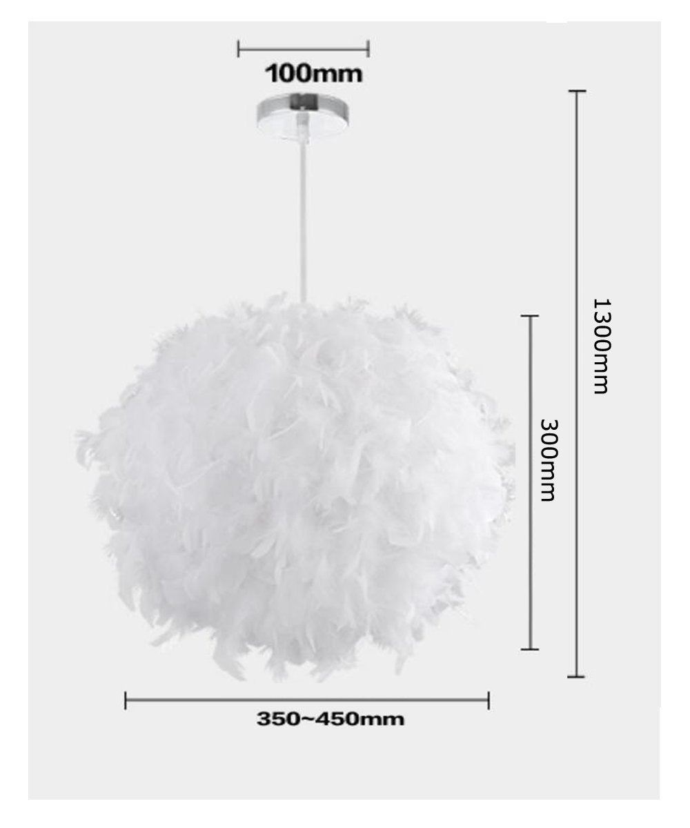 Plafonnier en plumes, suspension LED, suspension moderne et romantique pour chambre à coucher, idéal pour le salon, 45 cm (ampoules E27 non incluses) - 5