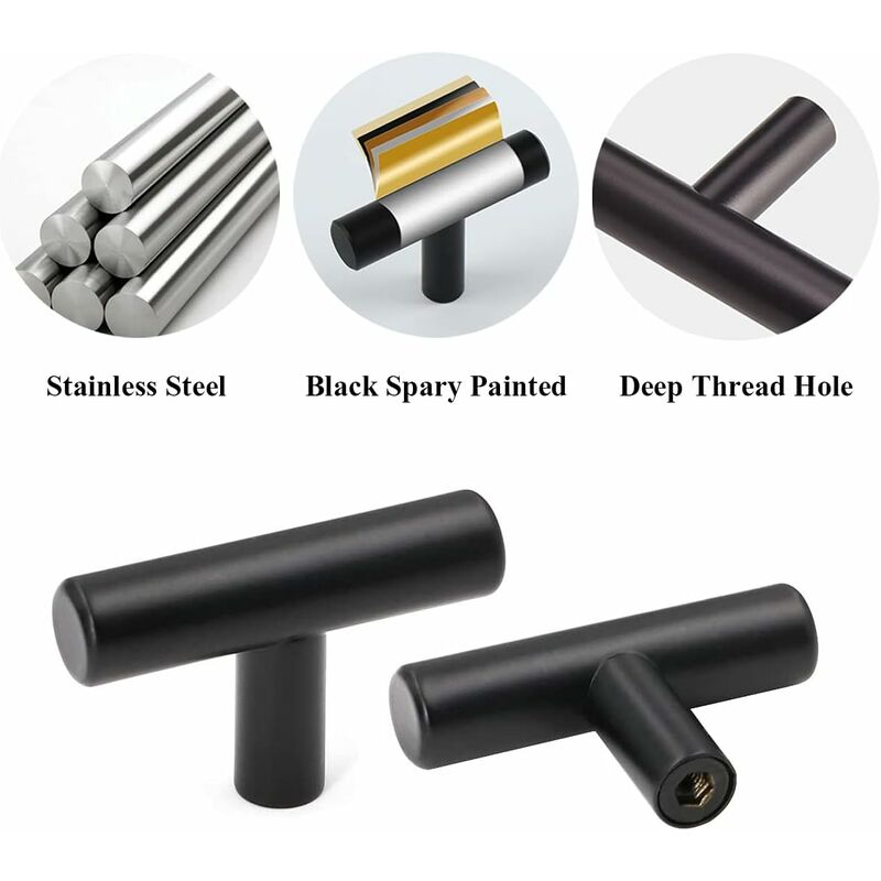Set Di 4 Pomelli Per Mobili In Legno Nero, Rotondi, Con Viti, Per Cassetti, Armadi, Cucina E Cassettiere, Eleganti E Resistenti