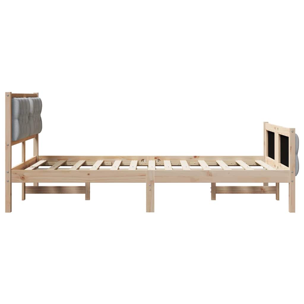 Cadre de lit gris clair, pin massif, pour la chambre, 135 × 190 cm - 6