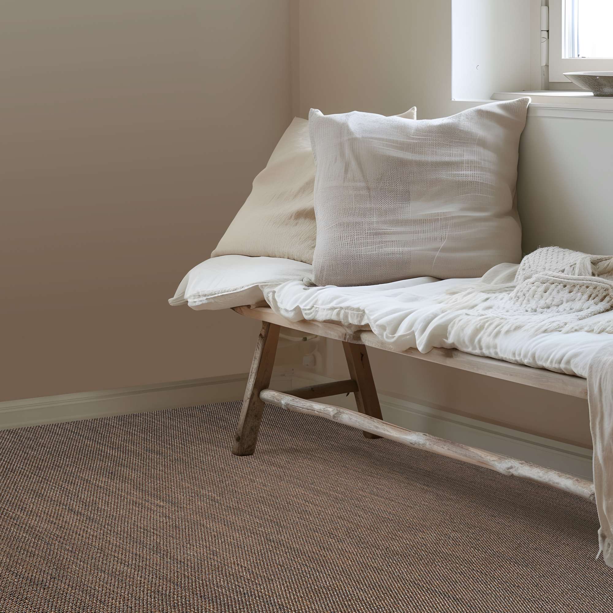 Moqueta, suelo vinilo rollo, alfombra oficina Premium, alfombra sisal sintético , Lavable antideslizante y resistente Marrón-Negro 200X250 cm - 7