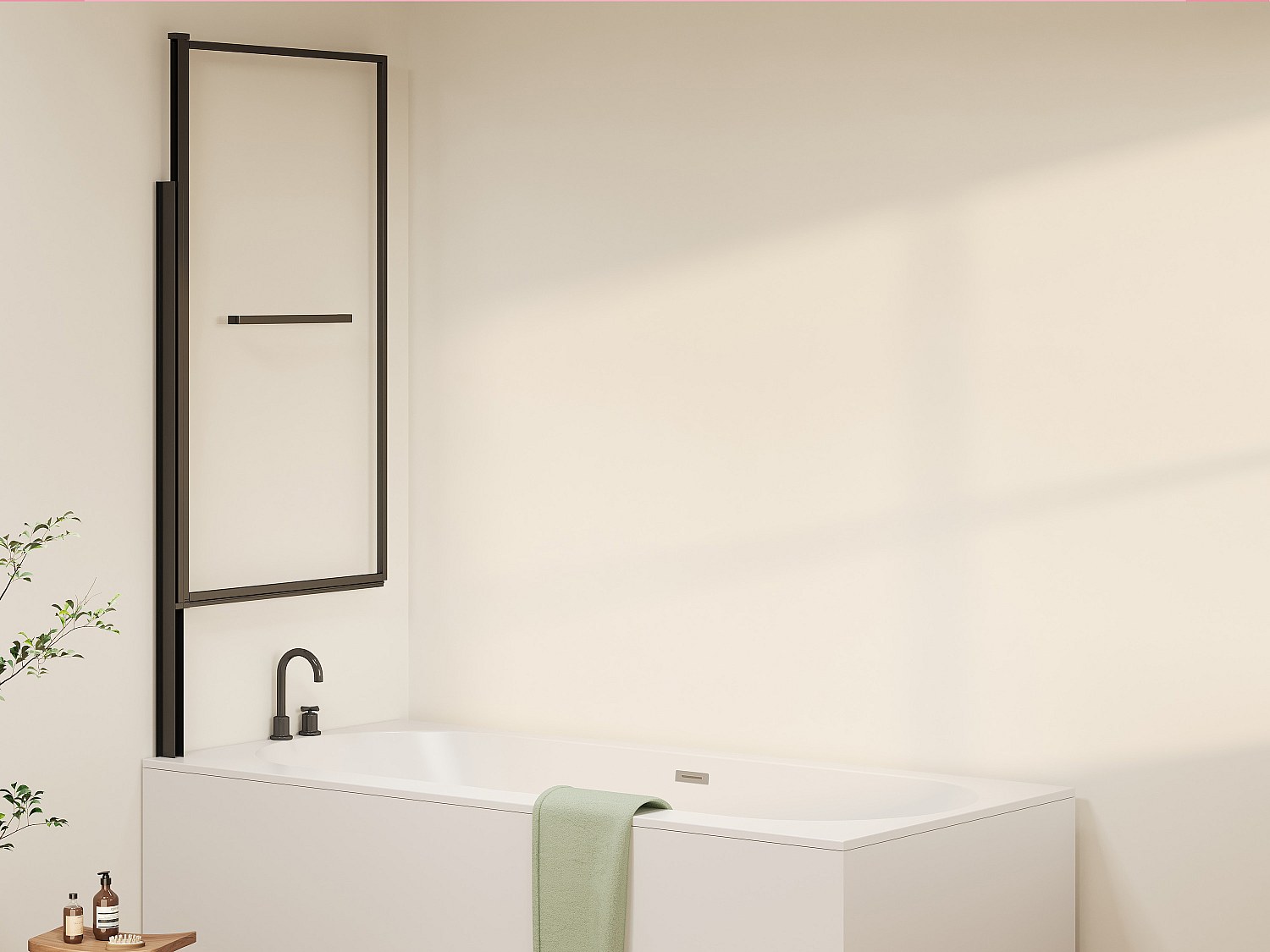 Przesuwno-podnoszona ścianka prysznicowa do wanny z uchwytem na ręcznik – czarny mat – 80 x 140 cm – VESLIRA